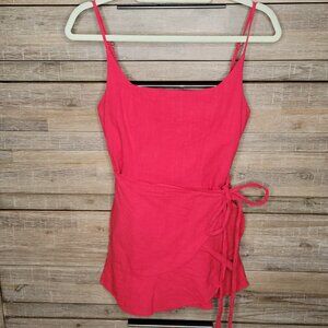 Princess Polly Red Love Lane Wrap Front Spaghetti Strap Mini Dress Womens Size 2